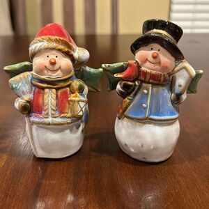 Ceramic Snowman Angels Salt and Pepper Shakers